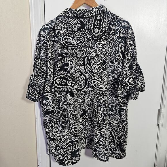 Susan Graver Paisley Button Up Shirt Women's Size Lg Flutter Sleeve Lightweight - Picture 5 of 5